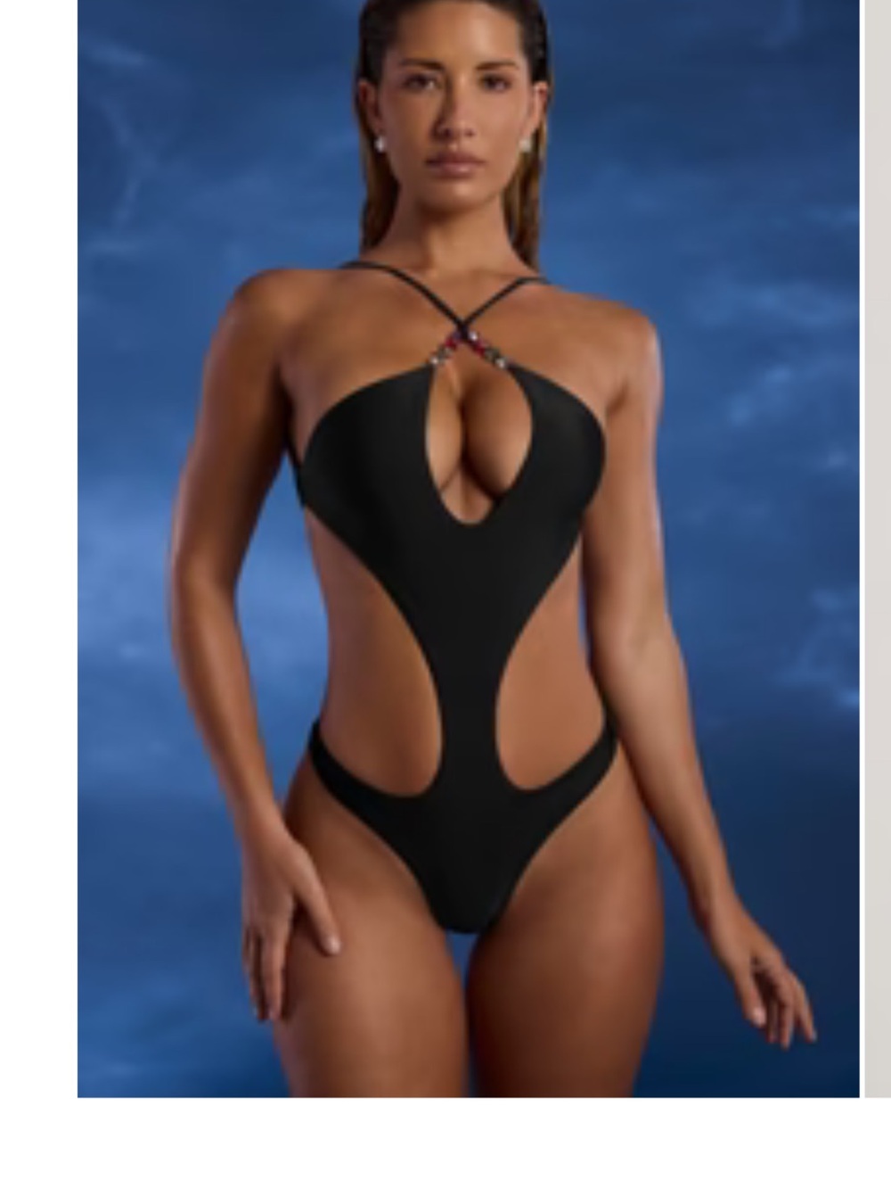 Oh Polly Black Cutout One-Piece Swimsuit